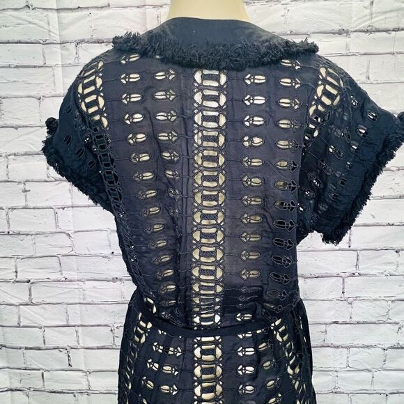 Antonio Melani Womens Black V-Neck Eyelet Lace Embroidered Cover Ups Medium NWT - Picture 4 of 10